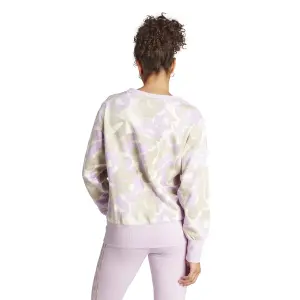 Dames fleece sweatshirt met 3 strepen en grafische bloemen adidas image-3