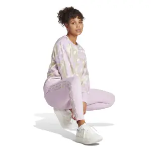 Dames fleece sweatshirt met 3 strepen en grafische bloemen adidas image-4