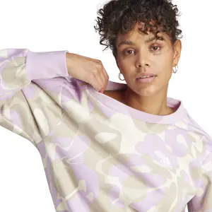 Dames fleece sweatshirt met 3 strepen en grafische bloemen adidas image-5