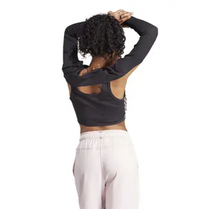 Tailliertes T-Shirt mit abnehmbaren Ärmeln Frau adidas Dance 3-Stripes image-1