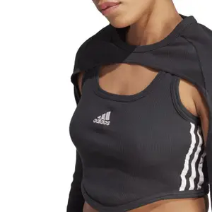 Tailliertes T-Shirt mit abnehmbaren Ärmeln Frau adidas Dance 3-Stripes image-2