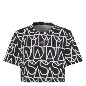 Camiseta crop de algodón para niña adidas Brand Love image-1