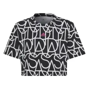 Camiseta crop de algodón para niña adidas Brand Love image-0