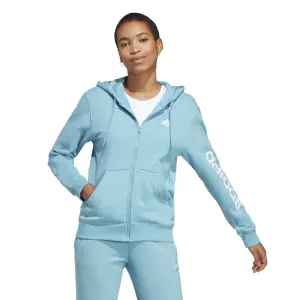 Sweatshirt linear hooded fleece full zip woman adidas Essentials image-3