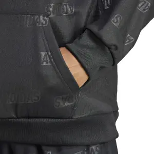 Fleece sweatshirt met capuchon en reliëfpatroon adidas image-4