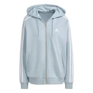 Oversize Kapuzen-Sweatshirt mit durchgehendem Reißverschluss für Damen adidas Essentials 3 Stripes Frech Terry image-0