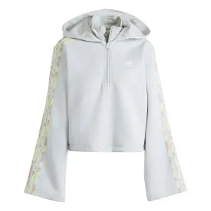 Felpa con cappuccio da donna con grafica floreale a 3 strisce adidas image-0