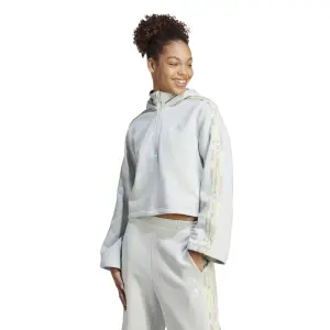 Felpa con cappuccio da donna con grafica floreale a 3 strisce adidas image-1