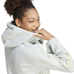 Felpa con cappuccio da donna con grafica floreale a 3 strisce adidas image-6