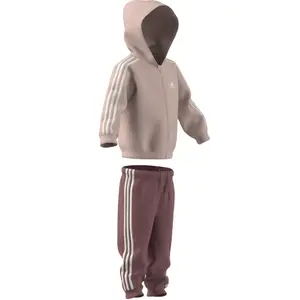 Baby-sweatshirt med hætte og lynlås og joggingsæt adidas Essentials 3-Stripes image-4