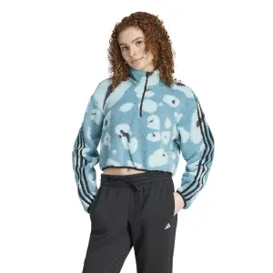 Vrouwelijke crop kwart rits fleece adidas Essentials 3-Stripes image-1