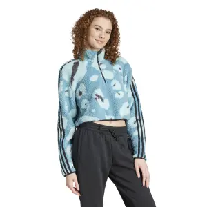 Vrouwelijke crop kwart rits fleece adidas Essentials 3-Stripes image-2