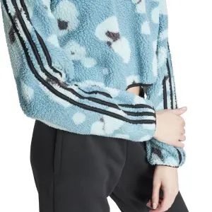 Vrouwelijke crop kwart rits fleece adidas Essentials 3-Stripes image-5