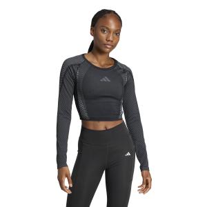 Camiseta de manga larga cropped sin costuras para mujer adidas image-1