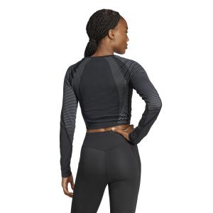 Camiseta de manga larga cropped sin costuras para mujer adidas image-2