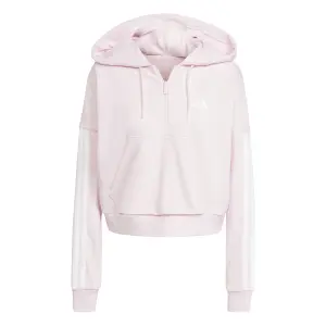 Damen Sweatshirt mit 1/4 Reißverschluss und Kapuze adidas Essentials 3 stripes image-0