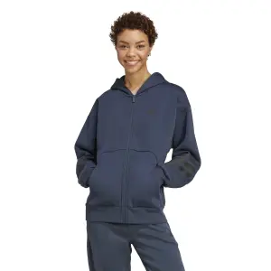 Felpa con cappuccio zip a 3 strisce donna adidas future icons image-1