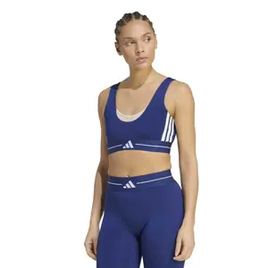 Brassière maintien léger femme adidas Hyperglam 3-Stripes Color Block image-1