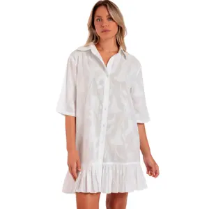Robe chemise da spiaggia bottonata donna Admas Texture Flowers image-0