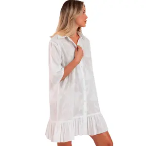 Robe chemise da spiaggia bottonata donna Admas Texture Flowers image-2