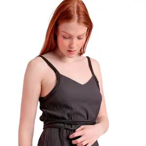 Mid-Length Dress with Thin Straps for Women Admas Linen Style image-3