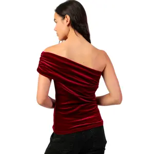 Top Ασυμμετρίας Γυναίκας Admas Velour And Lace image-1
