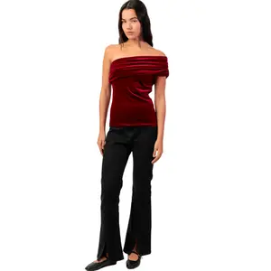 Top Ασυμμετρίας Γυναίκας Admas Velour And Lace image-2