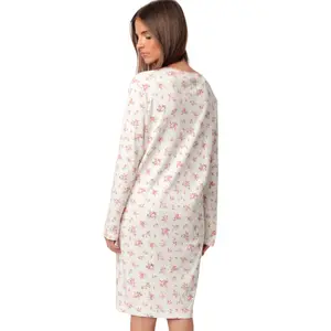 Nattlinne med långa ärmar dam Admas Dots And Flowers image-1
