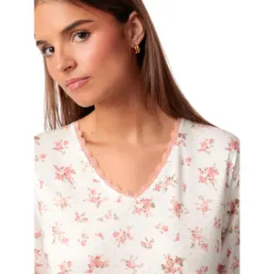 Nattlinne med långa ärmar dam Admas Dots And Flowers image-3