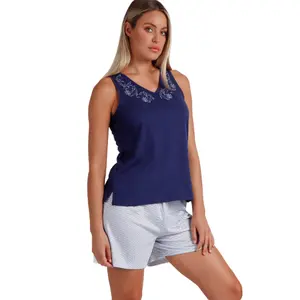 Pyjamas med linne och shorts dam Admas Mod image-2