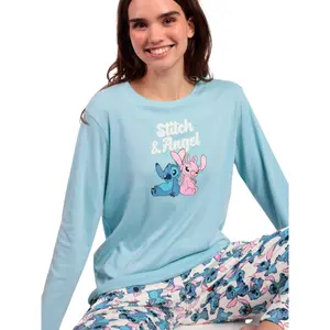 Pigiama a maniche lunghe e pantaloni donna Admas Stitch And Angel Disney image-3