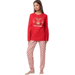 Pyjamas långärmad topp och byxor dam Admas Reindeer