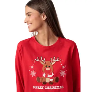 Pyjamas långärmad topp och byxor dam Admas Reindeer image-3