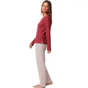 Pigiama top maniche lunghe e pantaloni alto maniche lunghe e pantaloni donna Admas Geometric Flower image-2