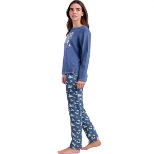 Pigiama top a maniche lunghe e pantaloni in cotone donna Admas Snow Drift Peanuts image-2