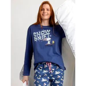 Pigiama top a maniche lunghe e pantaloni in cotone donna Admas Snow Drift Peanuts image-3