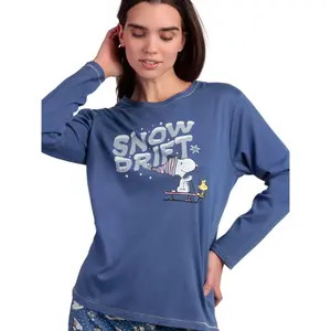 Pigiama top a maniche lunghe e pantaloni in cotone donna Admas Snow Drift Peanuts image-4