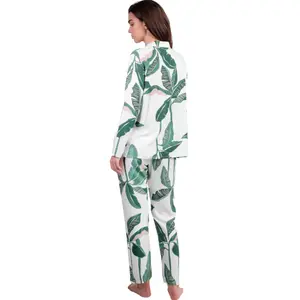Langarm-Pyjama-Blusenshirt und Hose Damen Admas Luxury Leaves image-1