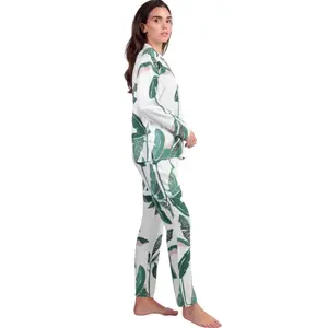 Langarm-Pyjama-Blusenshirt und Hose Damen Admas Luxury Leaves image-2