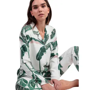 Langarm-Pyjama-Blusenshirt und Hose Damen Admas Luxury Leaves image-3