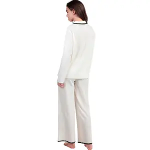 Pyjamaset långärmad skjorta och vida byxor för dam Admas image-1