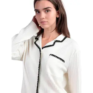 Pyjamaset långärmad skjorta och vida byxor för dam Admas image-3
