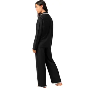 Pigiama camicia maniche lunghe e pantaloni larghi donna Admas image-1