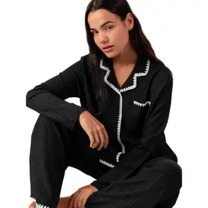 Pigiama camicia maniche lunghe e pantaloni larghi donna Admas image-3