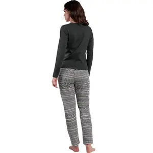 Women's Long Sleeve Top and Long Trousers Pyjama Admas Houndstooth image-1