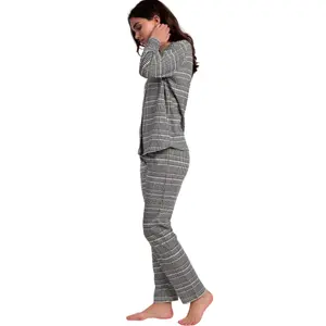 Pigiama top maniche lunghe e pantaloni alto maniche lunghe e pantaloni donna Admas Houdstooth image-2