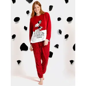 Pigiama con maglia in micropile e pantaloni donna Admas Dalmatians Varsity Disney image-3