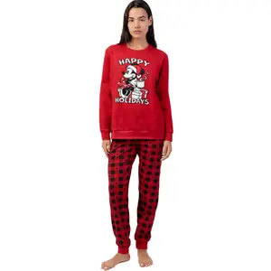 Pyjamas långärmad topp och byxor dam Admas Mouse Holidays Disney image-0