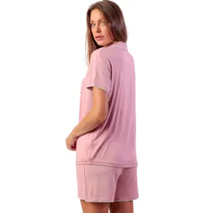 Short Sleeve Pajama Top and Shorts Women Admas Classic Summer image-1