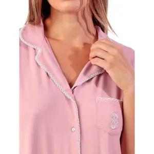 Short Sleeve Pajama Top and Shorts Women Admas Classic Summer image-2